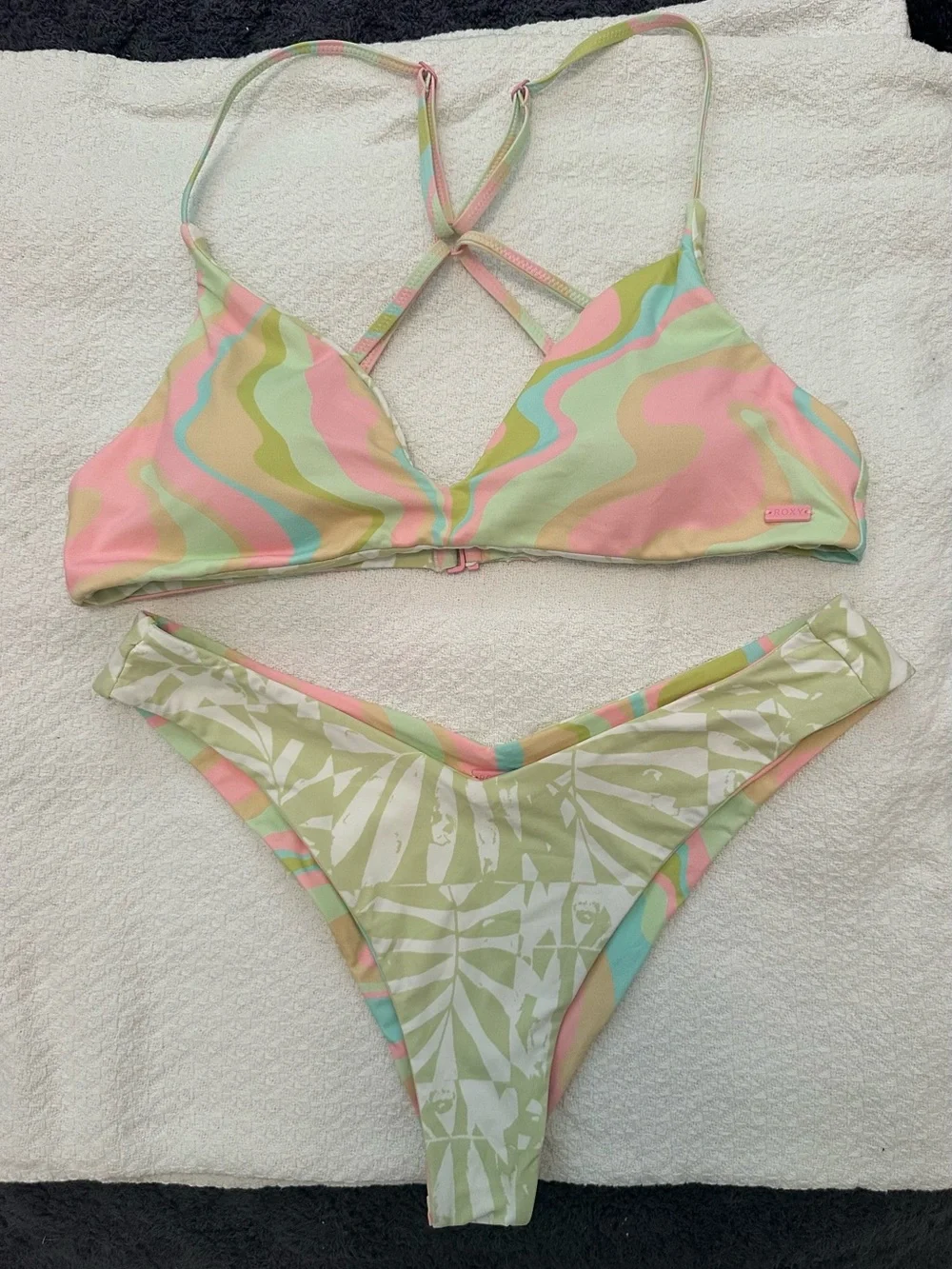 ROXY Reversible Bikini Set Tropics Hype Pastel Ambrosia Swirl, M/L